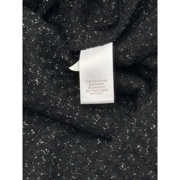 LC Lauren Conrad Size S Womens Black Glitter Knit Drawstring Long Sleeve Top - Picture 8 of 8
